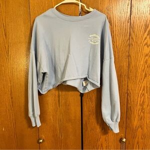 Hollister Women's Light Blue Cropped Sweatshirt